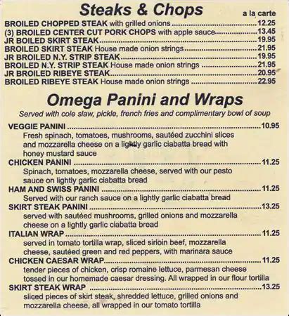 omega restaurant niles menu prices|omega cafe menu.